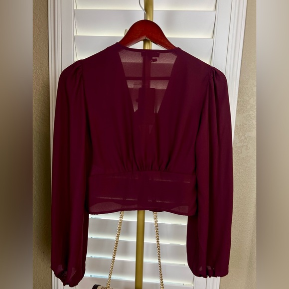 NWT~Burundy Balloon Sleeve Blouse Sz S, by Shinestar - Picture 7 of 9